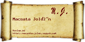 Macsata Jolán névjegykártya